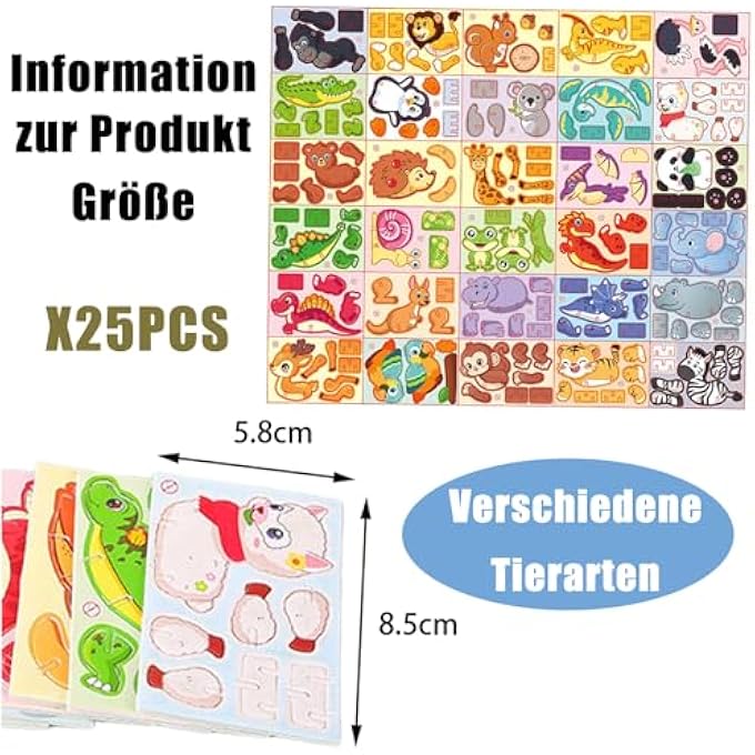 3D JIGSAW PUZZLE, 25 PIECES CARTOON ANIMAL PUZZLE, EDUCATIONAL 3D CARTOON PUZZLES FOR CHILDREN, MINI PUZZLE CHILDREN, 3D PUZZLE FOR KIDS TOYS, CARTOON PUZZLES, GIFT FOR BOYS GIRLS - Image 3